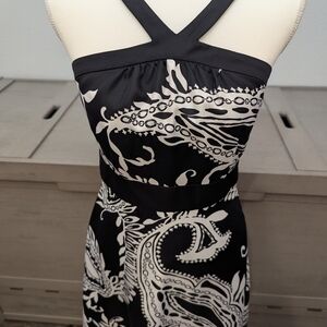 #377 - INC International Concepts Black and White Halter Midi Dress